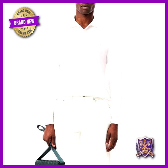 Long Sleeve Stretch Cotton Polo Shirt Regular Fit Button Closure